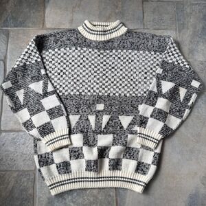 Vintage Clifton Place 90s Geometric‎ Knit Sweater Men's M Women's L USA Abstract